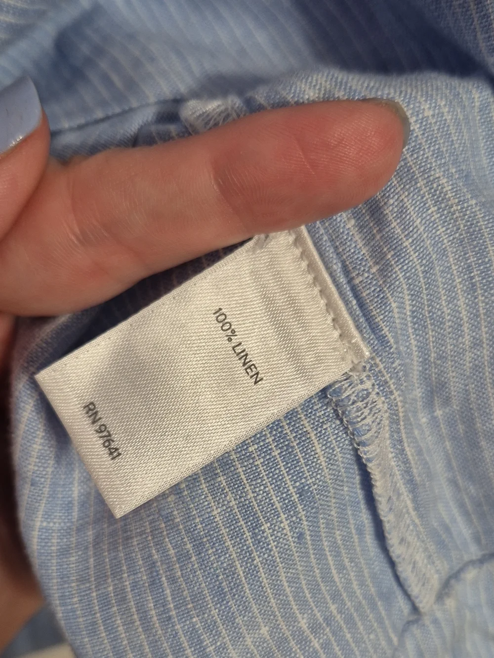 PURE JILL Light Blue and White Linen Button-Front Shirt Dress - Picture 8 of 10